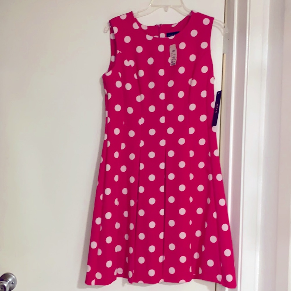Hot Pink dress with white polka dots